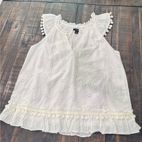 J. Crew White Eyelet Blouse with Ruffles - Picture 2 of 11